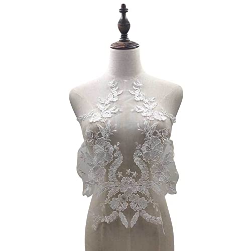 Mesh bestickt zurück Kragen Polyester Filament bestickt Corsage DIY Spitze Zubehör Hochzeit Zubehör(Weiß) von YOPI