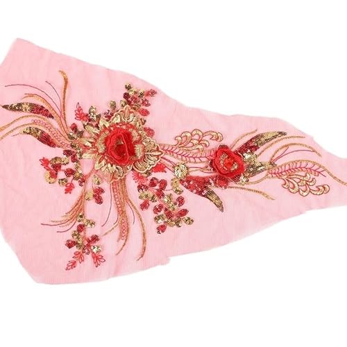 Mit Netz bestickte Blumenstoffaufkleber for Kleider, Hochzeiten und dekorative Cheongsam-Accessoires(Rot) von YOPI