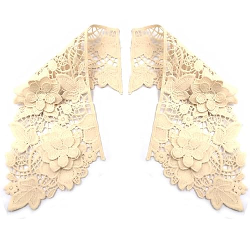 Spitze Hohl Bestickt Schulter Blume Puppe Kragen Spitze Zubehör Blatt Muster Hohl Applique Gefälschte Kragen(5 beige) von YOPI