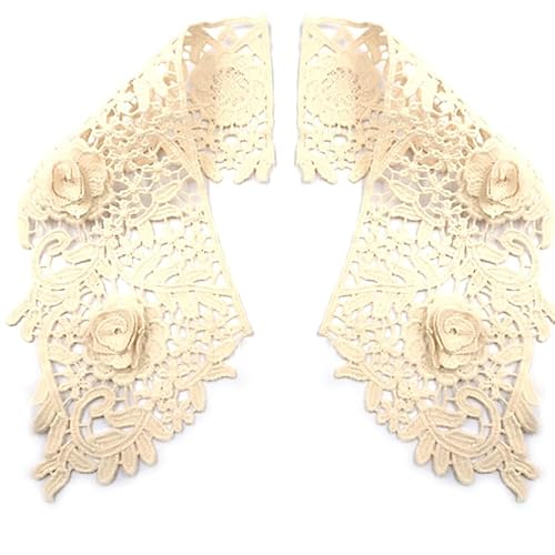 Spitze Hohl Bestickt Schulter Blume Puppe Kragen Spitze Zubehör Blatt Muster Hohl Applique Gefälschte Kragen(7 beige) von YOPI