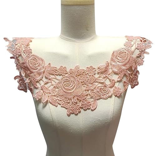 Spitzenkragen Polyester Seide Stickerei Corsage Hohlstickerei Falscher Kragen DIY Spitzenzubehör(Blush) von YOPI