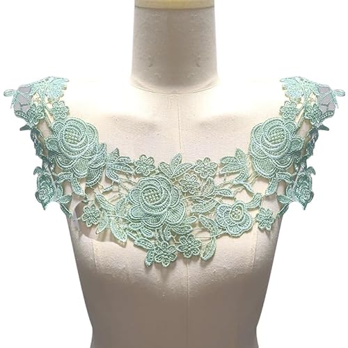 Spitzenkragen Polyester Seide Stickerei Corsage Hohlstickerei Falscher Kragen DIY Spitzenzubehör(Grassgreen) von YOPI