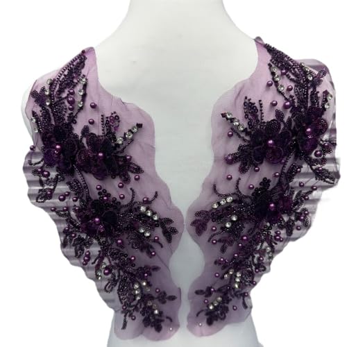 Spitzenstickerei-Dekoration for selbstgemachte Brautkleider, Abendkleider, Tanz-Performance-Outfits(Darkpurple) von YOPI