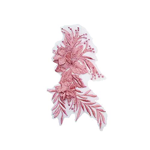 Stickerei Kleidung Zubehör Stickerei Spitze Stoff Aufkleber Glänzend Mesh Unten Schmetterling Blume Farbe Gold Blume(pink) von YOPI