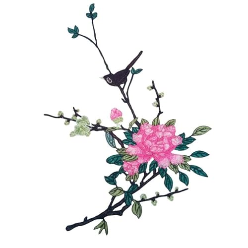 Stickerei Kleidung Zubehör Stickerei Spitze Tuch Aufkleber Blume Kleidung Patch Wasserlöslich Vogel(pink) von YOPI