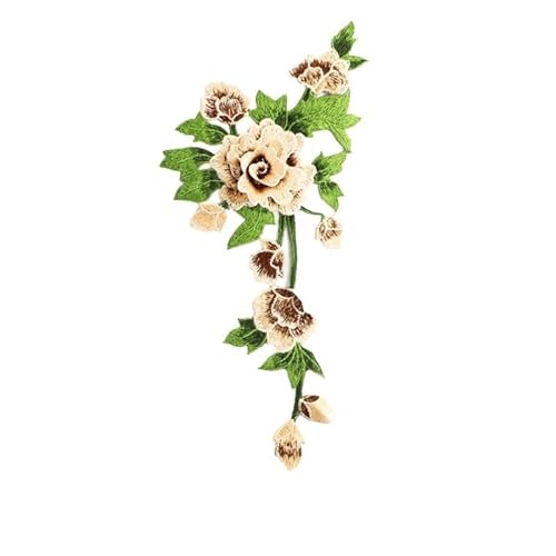 Stickerei Tuch Aufkleber Pfingstrose Farbe Blume Hohl Bühne Kleidung Zubehör Stickerei Spitze Corsage Applique Stickerei(Brownleft) von YOPI