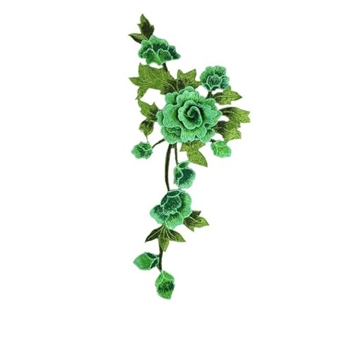 Stickerei Tuch Aufkleber Pfingstrose Farbe Blume Hohl Bühne Kleidung Zubehör Stickerei Spitze Corsage Applique Stickerei(Greenright) von YOPI