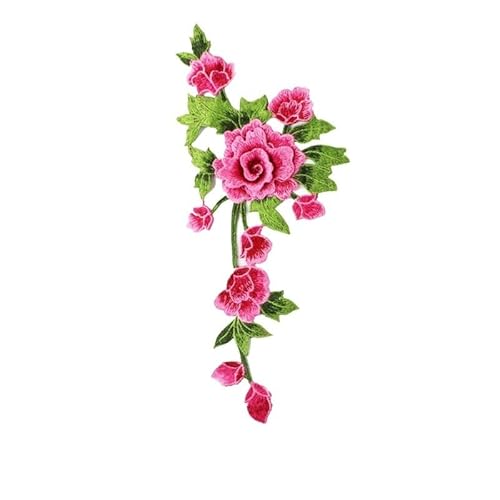 Stickerei Tuch Aufkleber Pfingstrose Farbe Blume Hohl Bühne Kleidung Zubehör Stickerei Spitze Corsage Applique Stickerei(RoseRedright) von YOPI