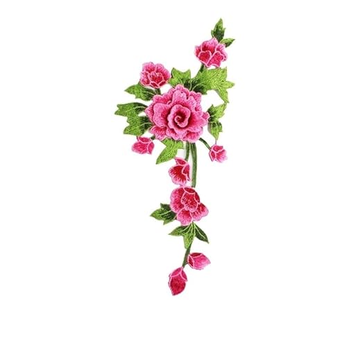 Stickerei Tuch Aufkleber Pfingstrose Farbe Blume Hohl Bühne Kleidung Zubehör Stickerei Spitze Corsage Applique Stickerei(Roseredleft) von YOPI