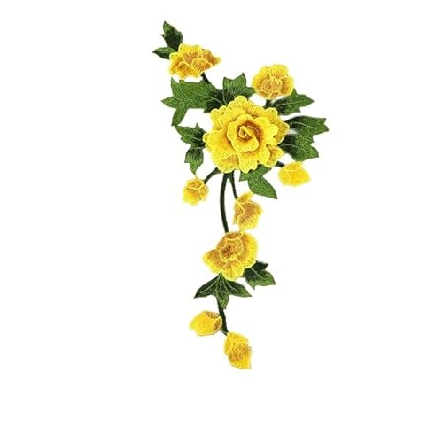 Stickerei Tuch Aufkleber Pfingstrose Farbe Blume Hohl Bühne Kleidung Zubehör Stickerei Spitze Corsage Applique Stickerei(Yellowright) von YOPI