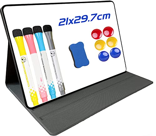 Kleines Magnetisches Whiteboard für Den Schreibtisch,4 Whiteboard Stifte,6 Magnete für Magnettafel,1 Radiergummi,Faltbare Magnetische Whiteboard für Kühlschrank, Kinder,Zeichnen, Wochenplaner von YORFULL