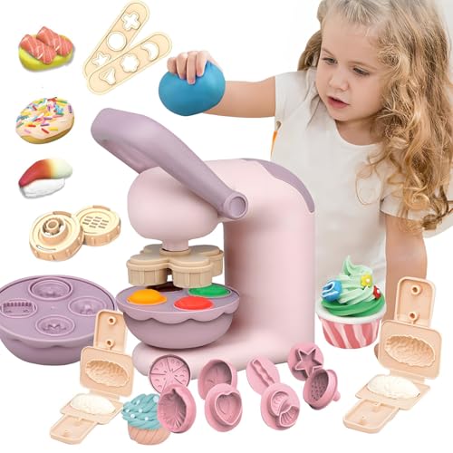 YORISMAL Knete Set für Kinder, 25 Stück Knete Zubehör Knetwerkzeug mit 12 Modelliermasse, Kreatives Kinderknete Dough Nudelmaschine Spielset, Spielzeug Geschenk Mädchen & Junge von YORISMAL