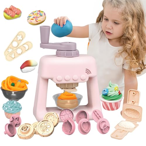 YORISMAL Knete Set für Kinder, 28 Stück Knete Zubehör Knetwerkzeug mit 12 Modelliermasse, Kreatives Kinderknete Dough Nudelmaschine Spielset, Spielzeug Geschenk Mädchen & Junge von YORISMAL