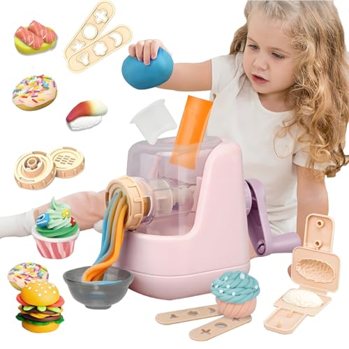 YORISMAL Knete Set für Kinder, 29 Stück Knete Zubehör Knetwerkzeug mit 12 Modelliermasse, Kreatives Kinderknete Dough Nudelmaschine Spielset, Spielzeug Geschenk Mädchen & Junge von YORISMAL