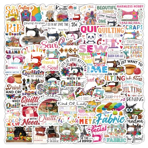 50PCS Nähmaschinen Aufkleber, Niedliche Quilting Thema Aufkleber Packs für Jugendliche Erwachsene, Wasserdichtes Vinyl Kawaii Cartoon von YORNOU