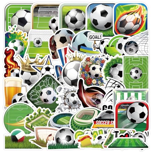 Lustige Fußball-Aufkleber, 50 Stück, Fußball-Aufkleber für Handys, Laptops, Schreibwaren-Boxen, Koffer, Bücher, Vinyl, wasserdicht, Sport-Event-Aufkleber-Packungen von YORNOU