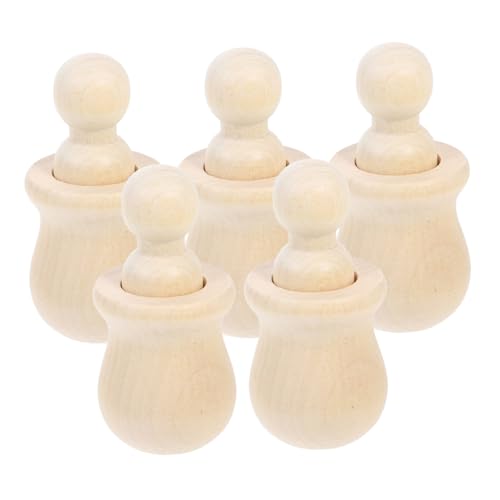 YOSADIER 5 Teiliges Puppen Holzgefäß Set Unbehandeltes Holz Khaki von YOSADIER