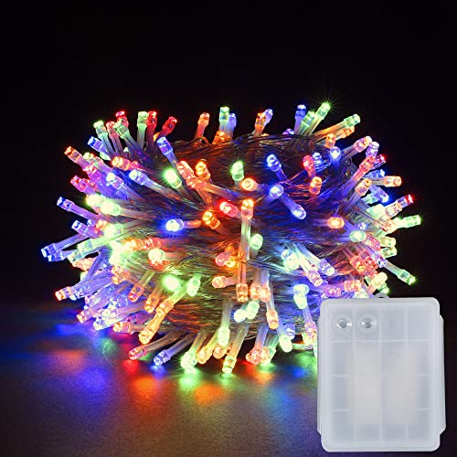 YOSION LED Batterie Lichterkette Kette Batteriebetrieben Leuchte Beleuchtung für Weihnachtsbaum, Garten, Party Innen und Außen Dekoration (Bunt, 200 LEDs) von YOSION