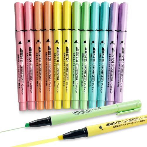 YOSKAEDI Textmarker Pastell Set, 12 Stück Bibel Marker Stifte leuchtstift No Bleed, Highlighter Pen Stift Pastell Marker, Sehr Geeignet für Schulbedarf Zum Lernen und Arbeiten(6er Pack) von YOSKAEDI