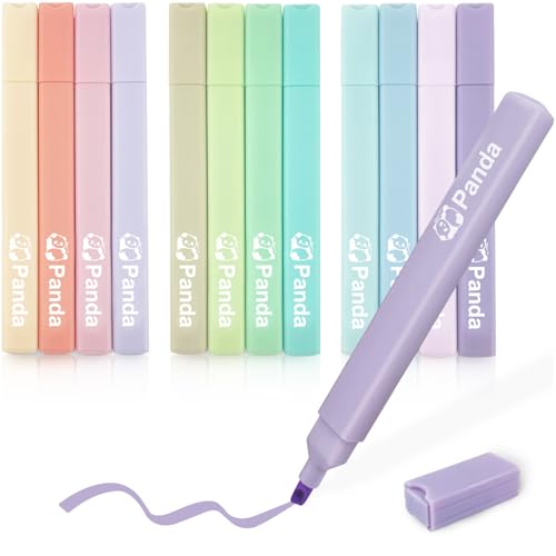 YOSKAEDI Textmarker Pastell Set,12 Stück Pastell Textmarker No Bleed und Dry Fast Leuchtstifte Bibel Marker Stifte, Sehr Geeignet für Schulbedarf Zum Lernen und Arbeiten von YOSKAEDI