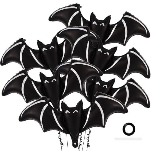 6 Stück schwarze Fledermaus-Luftballons, 121,9 cm, riesige Halloween-Fledermaus-Folienballons, Fledermaus-Mylar-Ballons, gruselige Halloween-Ballons für Halloween, Heim-Party-Dekoration von YOTHORN