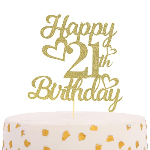 YOUAME Happy 21th Birthday Cake Topper - Birthday Cake Topper Decorations, birthday Cake Smash photo booth props, Glitter cake decorating supplies. von YOUAME