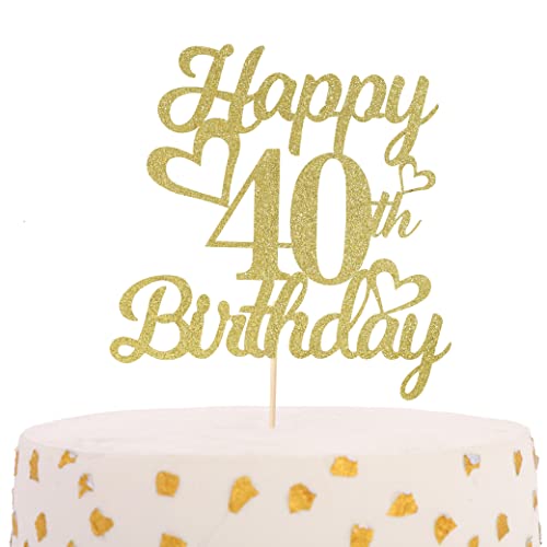 YOUAME Happy 40th Birthday Cake Topper - Birthday Cake Topper Decorations, birthday Cake Smash photo booth props, Glitter cake decorating supplies. von YOUAME