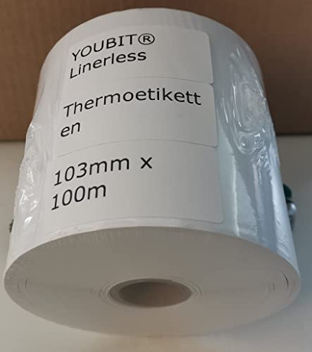 103mm x 100m Linerless Versandetiketten (Thermo-Etiketten ohne Trägerpapier), kompatibel mit DHL 910-300-690, auch nutzbar für DPD von YOUBIT