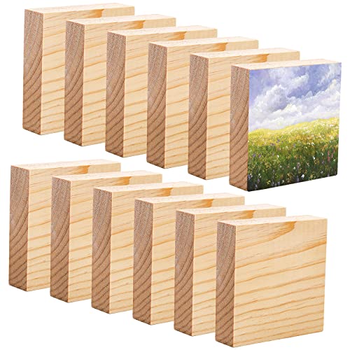 YOUEON 12 Stück unbearbeitete Holzblöcke für Kunst und Handwerk, 10,2 x 10,2 x 2,5 cm MDF-Holzplatte Holz quadratische Blöcke Handwerk Panels ideal für Kunsthandwerk, Malerei, DIY-Projekte von YOUEON