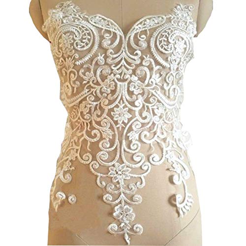 Elfenbein Stickerei Corded Lace Applique Patches Trim Hochzeit Brautkleid Motiv von YM YOUMU