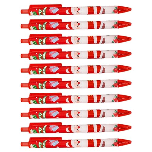 YOUNAFEN 10 Stück Weihnachts-Stift, lustiger einziehbarer Gelschreiber für Kinder, Studenten, Weihnachtsfeier, Leckereien, Cartoon, einziehbarer Gelschreiber, lustige Kugelschreiber für Büro, von YOUNAFEN