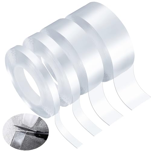 YOUNGSAY 20M Doppelseitiges Klebeband Extra Stark Transparent, 4 Rollen Spurloses Waschbares Nano Klebeband Doppelseitig, Ultra Dünn (1mm) Abnehmbar Nano Klebeband, Für Zuhause, Auto oder Outdoor von YOUNGSAY