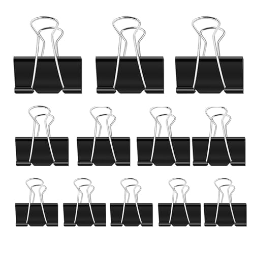 30 Stück schwarze Foldback-Binder-Clips, 25, 32, 51 mm, Binder-Clips, Büroklammern, Metall, schwarze Bulldoggen-Clips, Büroklammern, Büroklammern für Bürobedarf von YOUNIEYO