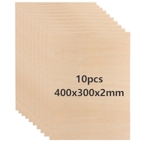 10 Stück Balsaholz 2mm Holzplatte 400 x 300 x 2mm Sperrholz Holzplatten zum Basteln Lindenholz 2mm Dünne Holzplatte Sperrholzplatte Unlackierte Balsaholzplatte für Handwerk DIY, Modell, Laserprojekt von YOUNTHYE