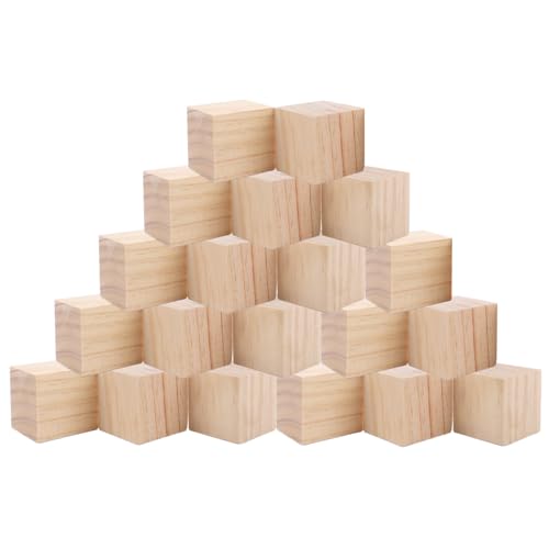 20 Stück Holzwürfel 50mm Natur Holzklötze 5 x 5 x 5cm Holzblöcke zum Basteln Quadratische Blanko Holzwürfel Unbehandelte Holz Würfel für DIY, Stempel, Mathematik, Bausteine, Spielsteine, Puzzle von YOUNTHYE