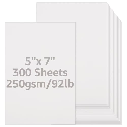 300 Blatt, 12,7 x 17,8 cm, weißer Bastelkarton, blanko, Kartonpapier, weiß, 250 g, für Bastelarbeiten, Karten, Einladungen, Sammelalben, Visitenkarten von YOUNTHYE