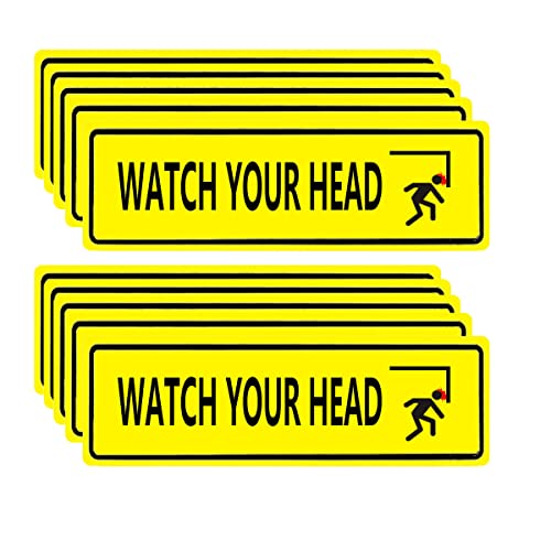 YOUOK "Watch Your Head"-Aufkleber, 21,6 x 5,1 cm, Warnschild, Aufkleber für Business, Türschilder, Außen- und Innenbereich, 10 Stück pro Packung von YOUOK