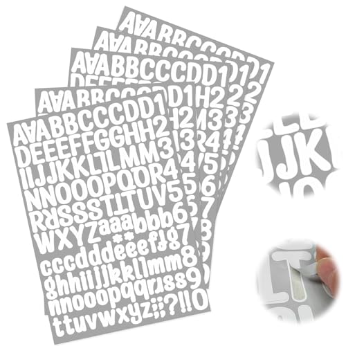 YOURKAY 5 Blatt Selbstklebende Vinyl Buchstaben Zahlen Kit,Sticker Buchstaben,Vinyl Alphabet Aufkleber, Selbstklebend Nummern Buchstaben Aufkleber Hausnummer Aufkleber,für DIY Scrapbooking von YOURKAY