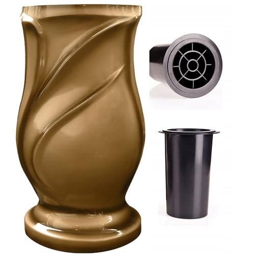 Grab Vase| Grabvasen | Friedhof Vase| Grabschmuck| Vase aus Epoxidharz- Gold |R30 von YOURSGARTEN