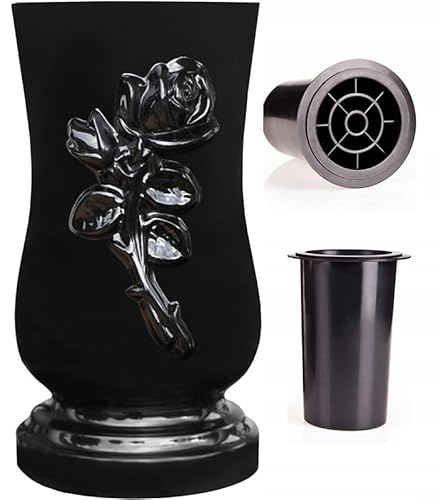 Grab Vase| Grabvasen | Friedhof Vase| Grabschmuck| Vase aus Epoxidharz- Schwarz |R1 von YOURSGARTEN