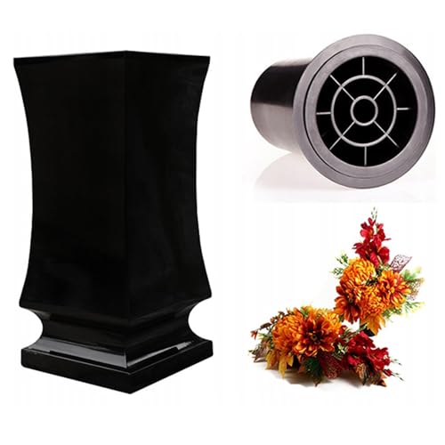 Grab Vase| Grabvasen | Friedhof Vase| Grabschmuck| Vase aus Epoxidharz- Schwarz|R38 von YOURSGARTEN