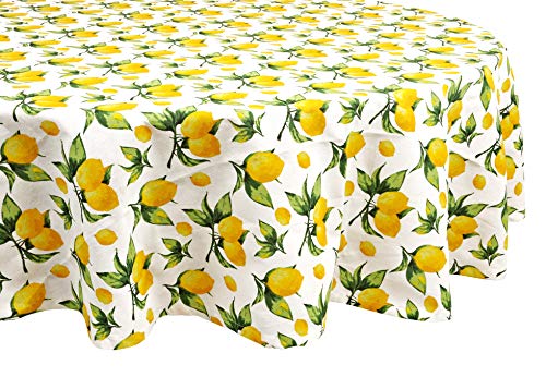 Yourtablecloth Tischdecke aus 100 % Baumwolle – für Zuhause, Restaurants, Cafés – sei es für das tägliche Abendessen, Picknick, Sommer, Frühling, Ostern (Zitrone, 178 cm rund) von YOURTABLECLOTH