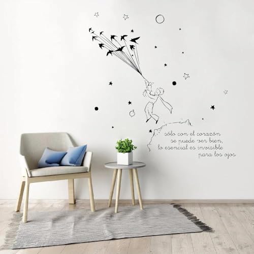 YOUSHIHUI Der kleine Prinz Kinderzimmer Wandtattoo nur Absichten Kleiner Prinz Zitate Vinyl Aufkleber Kinderzimmer Kunst Wandtattoo 57cmx50cm von YOUSHIHUI