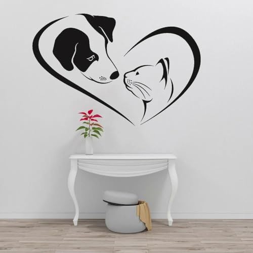 YOUSHIHUI Haustierpflege Wandtattoo niedlich Hund Katze Tierarzt Kinderzimmer Vinyl Wandaufkleber Ersteller selbstklebende Wohnkultur 85x57cm von YOUSHIHUI