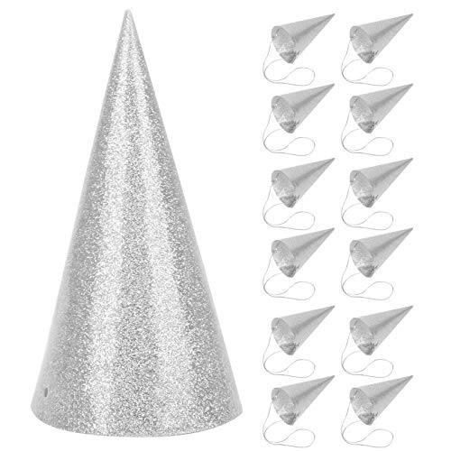 YOUTHINK Baby Geburtstagsfeier Hüte Kegel Gold Glitter Sparkle Glitter Party Hut Lustige Kinder Party Crown Party Hut Dekoration Zubehör(Silber) von YOUTHINK