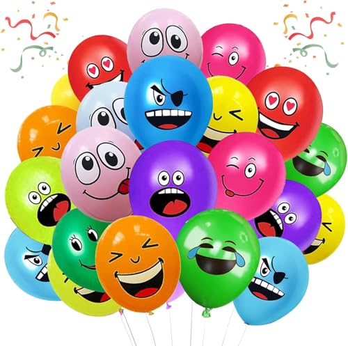 20/50/100/200 Stück Emotion Serie Latex Luftballons, 12 Zoll luftballon smiley, Lustig Luftballons für Verschiedene Miene Laune, Emotion luftballon für Geburtstag Party Deko Kinder Jungen(100) von YOUYIKE