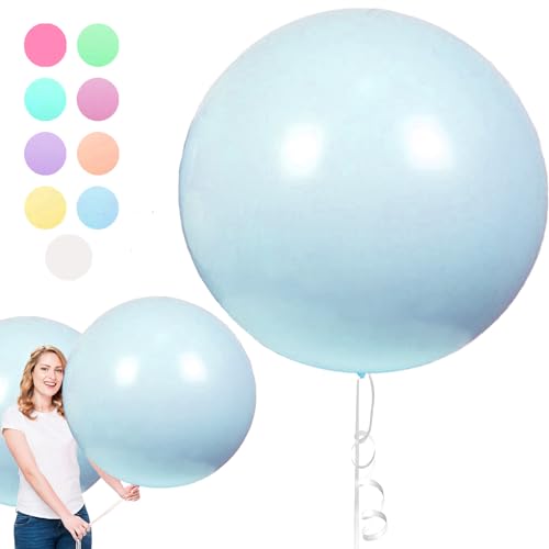 6 Stück Macaron Luftballons, 36 Zoll Blau Luftballons Gross, Riesen Runde Luftballons, Luftballons XXL Groß, Latexballons Gross für Hochzeit Geburtstag TaufeFestival Kinder Party (90cm) von YOUYIKE