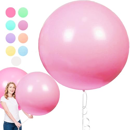 6 Stück Macaron Luftballons, 36 Zoll Rosa Luftballons Gross, Riesen Runde Luftballons, Luftballons XXL Groß, Latexballons Gross für Hochzeit Geburtstag TaufeFestival Kinder Party (90cm) von YOUYIKE