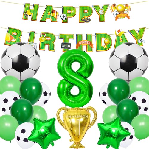 YOUYIKE 26 Stück Fussball Geburtstag Deko, Geburtstagsdeko 8 Jahre Junge, Fussball Luftballon, Fussball Deko, Deko Fussball Geburtstag Kinder, Geburtstag 8 Jahre Junge, Fussball Kindergeburtstag von YOUYIKE