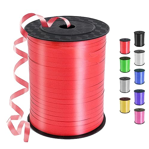 Geschenkband Rot 450 Meter/ 500 Yard Schleifenband Rot, Ringelband, ballonband für Ballonverschlüsse, Weihnachten Neujahr Geschenkverpackung, Basteln, Partydeko, Hochzeitsdeko von YOUYIKE